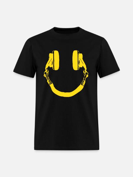 Smiley Headphones DJ DeeJay Gift for DJ s and Musi - Men's T-Shirt - black