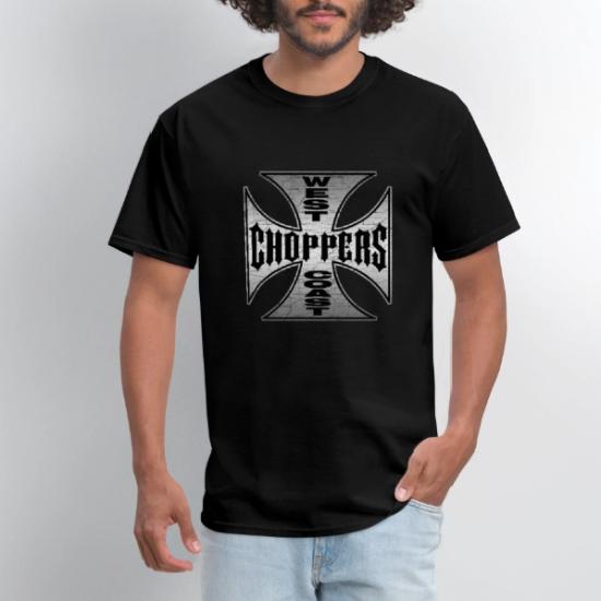 west coast chopper Black iron cross' Men's T-Shirt | Spreadshirt