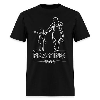 White Christian Mother's Day Praying Mama Line Art - Men's T-Shirt - black - Front - Jose (178cm)