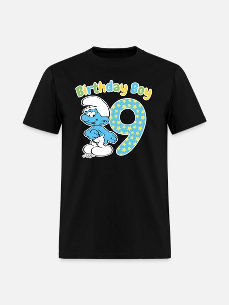 Smurfs Birthday Boy 9th Birthday - Men's T-Shirt - black
