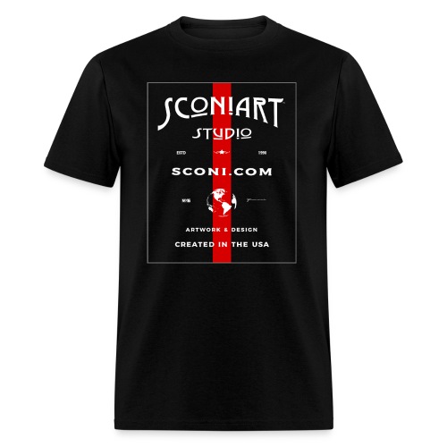 sconiArt logo design 05 white/red. - Men's T-Shirt