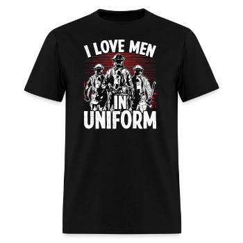 Firefighter love men in uniform fireman firetruck - Men's T-Shirt - black - Front - Jose (178cm)