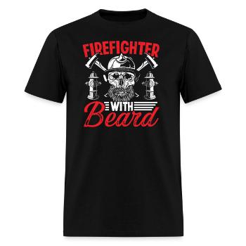 Firefighter with beard fireman firetruck - Men's T-Shirt - black - Front - Jose (178cm)