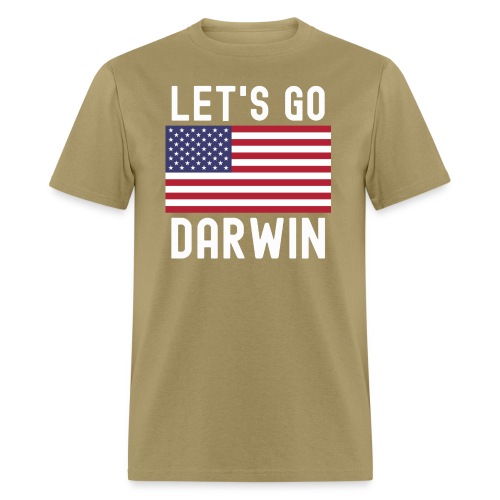Let's Go Darwin American Flag (in white letters) - Men's T-Shirt