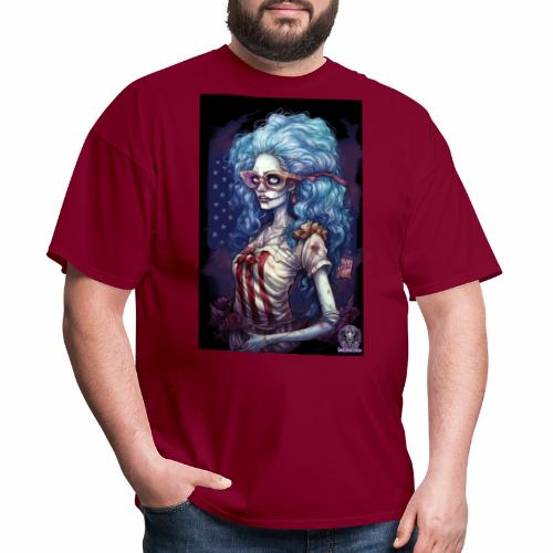 Patriotic Undead Zombie Caricature Girl #1C - Men's T-Shirt