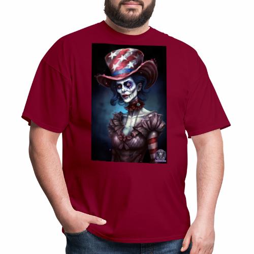 Patriotic Undead Zombie Caricature Girl #17B - Men's T-Shirt