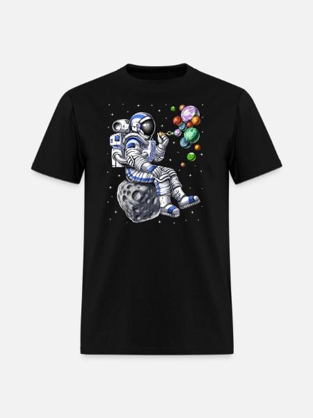 Astronaut Blowing Bubbles - Men's T-Shirt - black