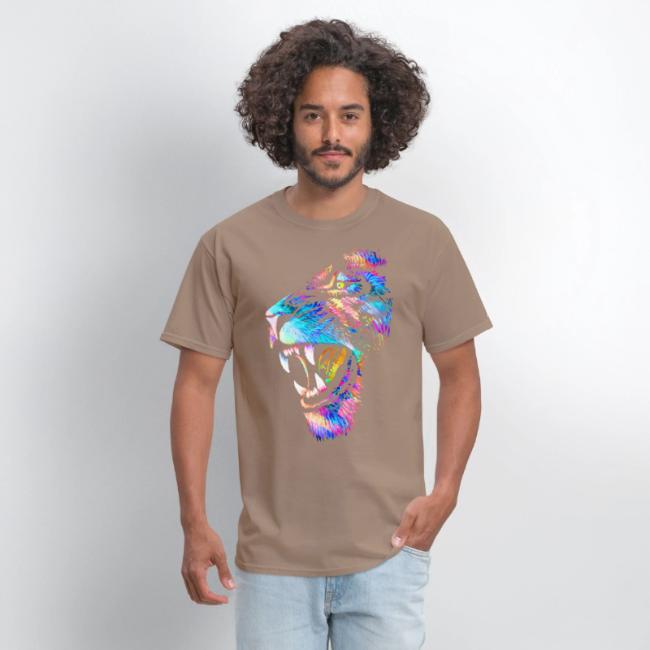 Colorful Lion Head Portrait Drawing - Roaring Lion