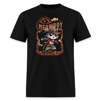Camo Kitty Cowboy - The Ultimate Feline Outlaw - Men's T-Shirt - black - Front - Jose (178cm)