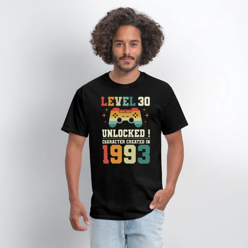 Men's Graphic Tee - Level 31 Unlocked Gamer Birthday Shirt, Vintage 1993 Design, Soft Cotton