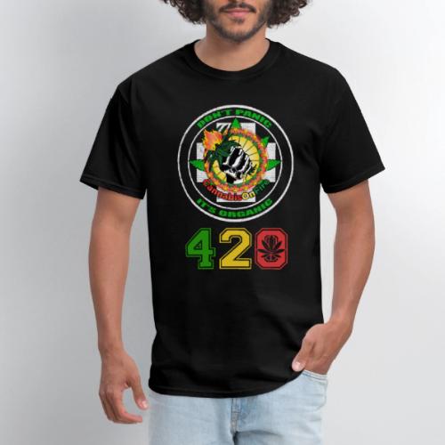 Playful 420 On Fire Organic Weed Marijuana Design - Men's T-Shirt