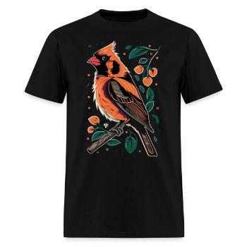 Vibrant Cardinal Perched on orange berries - Men's T-Shirt - black - Front - Jose (178cm)