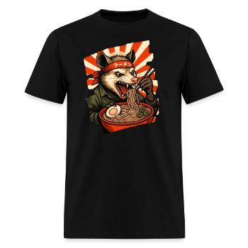 Ramen Rampage: Feral Possum Eating Ramen Noodles - Men's T-Shirt - black - Front - Jose (178cm)