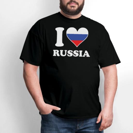 T-shirt I Love Heart Russia – Nera, 100% Cotone – Unisex – TeeTreeDesigns