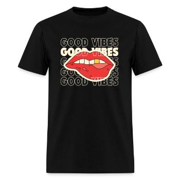 good vibes lips printed tshirt - Men's T-Shirt - black - Front - Jose (178cm)