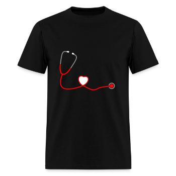 Red Stethoscope Heart - Men's T-Shirt - black - Front - Jose (178cm)