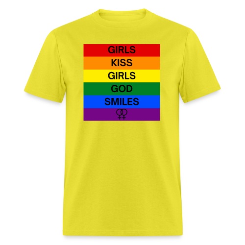 Girls Kiss Girls God Smiles - Rainbow Flag Lesbian - Men's T-Shirt