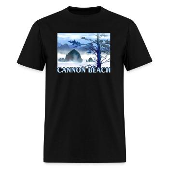 Cannon Beach Haystack Rock - Men's T-Shirt - black - Front - Jose (178cm)