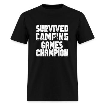 Survived Camping Games Champion Tee Funny Camping - Men's T-Shirt - black - Front - Jose (178cm)