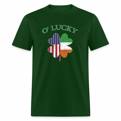 Lucky Irish American Flag Shamrock Clover Ireland. - Men's T-Shirt