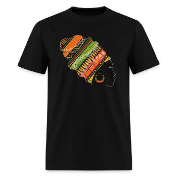 African Woman Kente Head Wrap Art - Men's T-Shirt - black - Front - Jose (178cm)