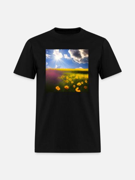Summer Blue Sky Yellow Flowers - Men's T-Shirt - black