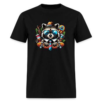 Skater Raccoon Cool Animal with Backpack and Skat - Men's T-Shirt - black - Front - Jose (178cm)