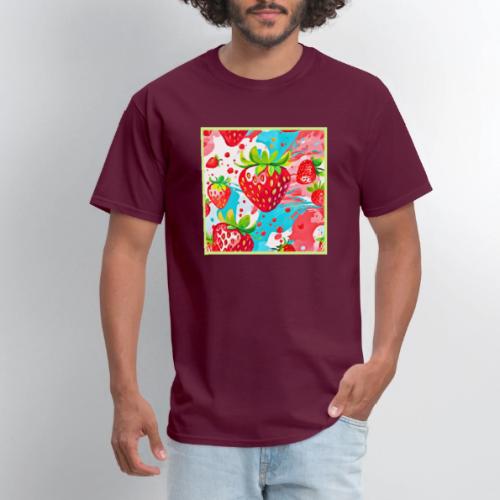 Strawberry Splash Pattern - Men's T-Shirt