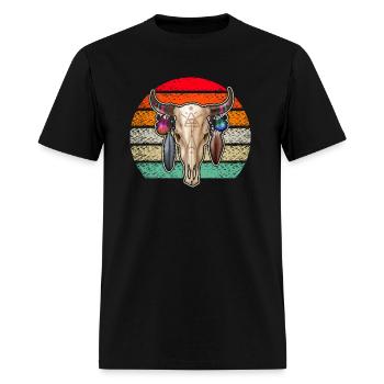 Western Cowboy Boys Men Retro Longhorn - Men's T-Shirt - black - Front - Jose (178cm)