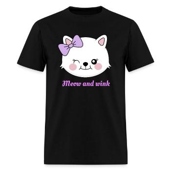 Meow and Wink, cat tshirt - Men's T-Shirt - black - Front - Jose (178cm)