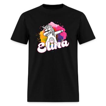ELINA - Beautiful name with dabbing unicorn - Men's T-Shirt - black - Front - Jose (178cm)