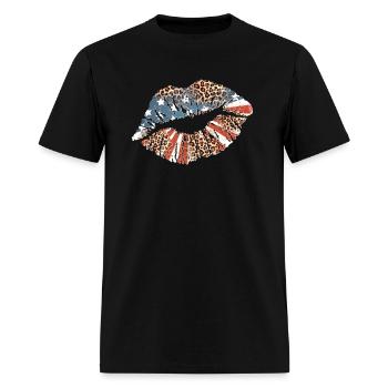 Kissing Lips Smooch Pucker Patriotic July 4Th Leop - Men's T-Shirt - black - Front - Jose (178cm)