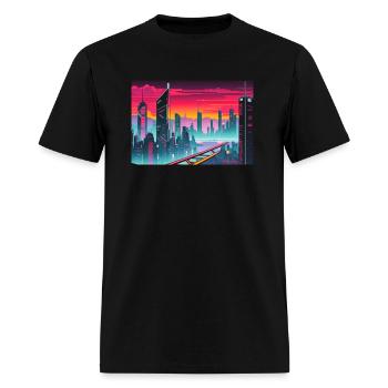 Cyberpunk Cityscape - Men's T-Shirt - black - Front - Jose (178cm)