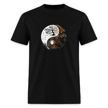 Women Men Tree of Life Fractal Moon Phase Tai Chi - Men's T-Shirt - black - Front - Jose (178cm)