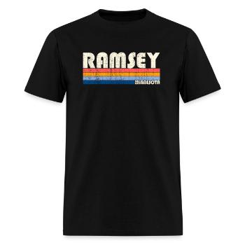 Vintage Retro 70S 80S Style Ville natale de Ramsey Mn - T-shirt Homme - noir - Devant - Jose (178cm)