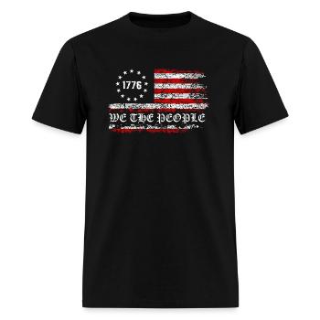 betsy Ross flag shirt - Men's T-Shirt - black - Front - Jose (178cm)