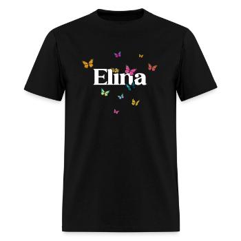 ELINA - beautiful girl name with cute butterflies - Men's T-Shirt - black - Front - Jose (178cm)