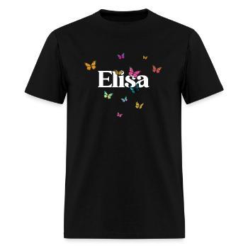 ELISA - beautiful girl name with cute butterflies - Men's T-Shirt - black - Front - Jose (178cm)