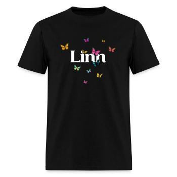 LINN - beautiful girl name with cute butterflies - Men's T-Shirt - black - Front - Jose (178cm)