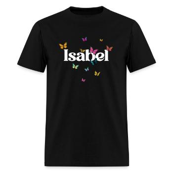 ISABEL - beautiful girl name with cute butterflies - Men's T-Shirt - black - Front - Jose (178cm)