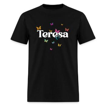 TERESA - beautiful girl name with cute butterflies - Men's T-Shirt - black - Front - Jose (178cm)