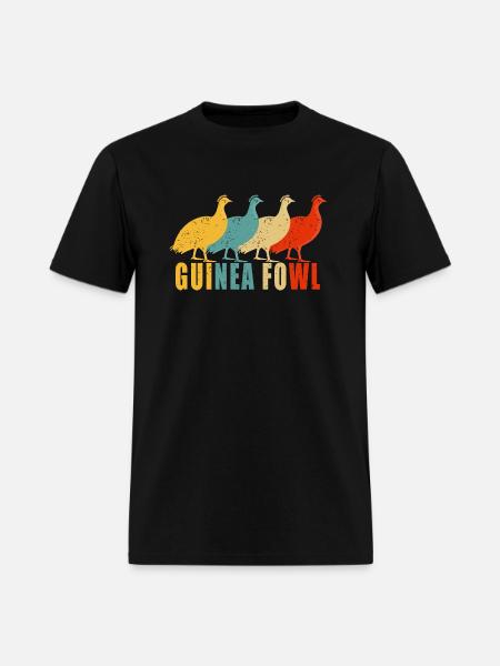 Guinea Fowl Vintage Retro Classic Pearl Hen Bird - Men's T-Shirt - black
