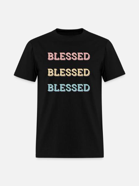 Repeated blessed qoute - Men's T-Shirt - black