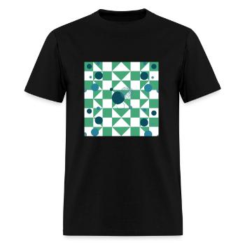 Green, Blue, and White Patterns - Men's T-Shirt - black - Front - Jose (178cm)