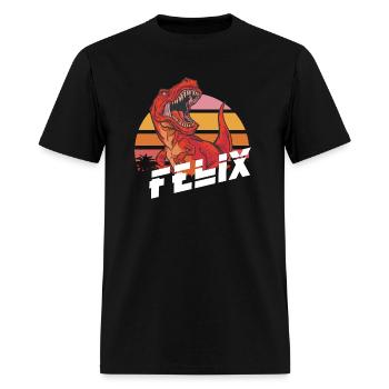 FELIX - Lovely boy name with T-REX dino - Men's T-Shirt - black - Front - Jose (178cm)