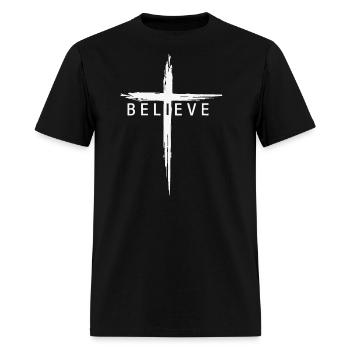 Believe Christian Cross Jesus Christ Christians - Men's T-Shirt - black - Front - Jose (178cm)