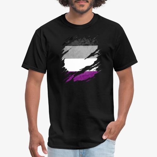 Asexual Pride Flag Ripped Reveal - Men's T-Shirt