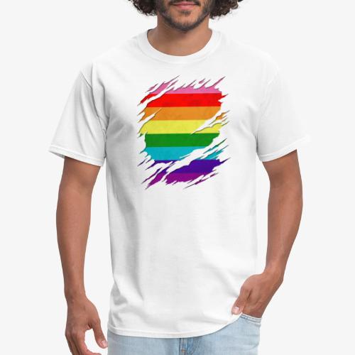 Original Gilbert Baker LGBT Gay Pride Flag Ripped - Men's T-Shirt