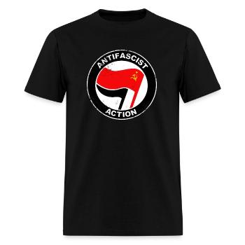 Antifascist Communist logo grunge - Men's T-Shirt - black - Front - Jose (178cm)