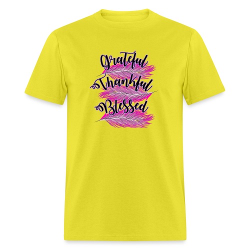 pink feathers grateful thankful blessed - Men's T-Shirt